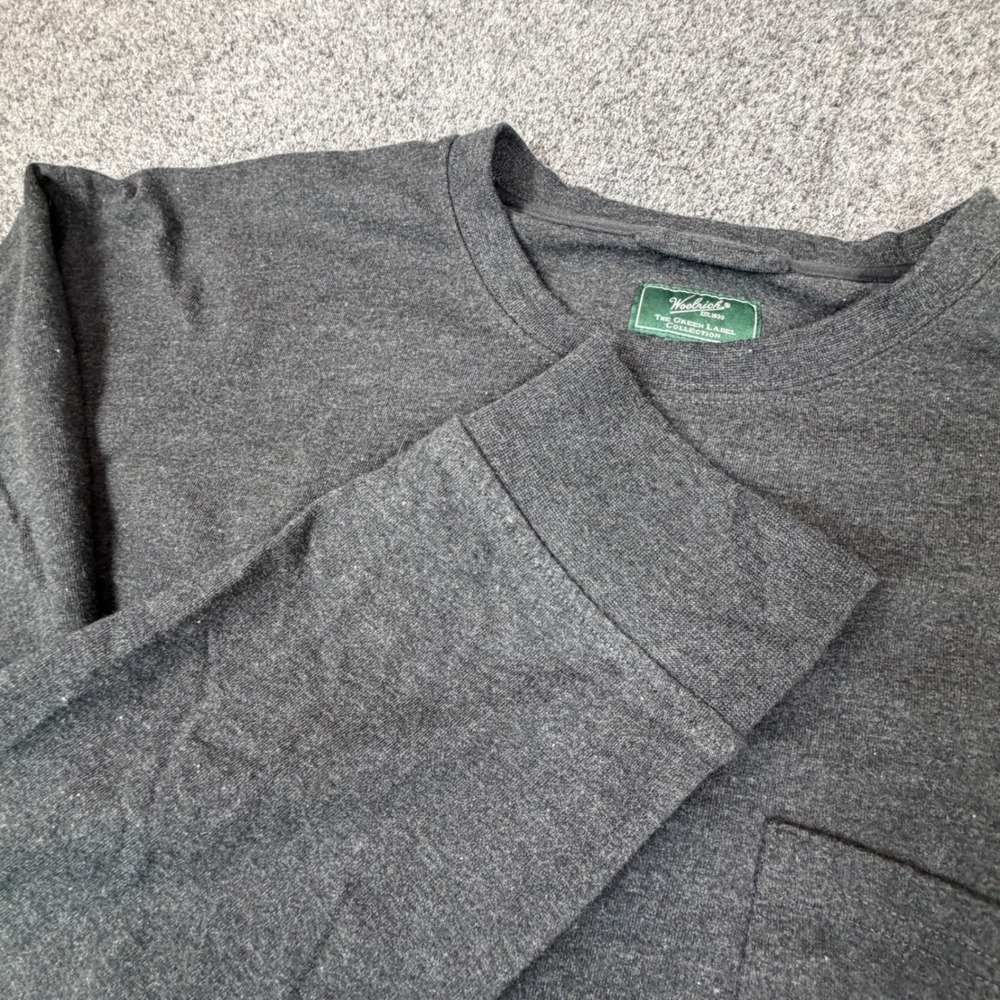 Woolrich Green Label Mens XL Long Sleeve Pocket T-Shirt Charcoal Gray Heather